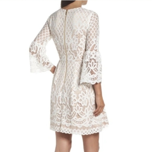 Eliza J Fit And Flare Pleated Lace Dress Sz 4 *J - Picture 2 of 10